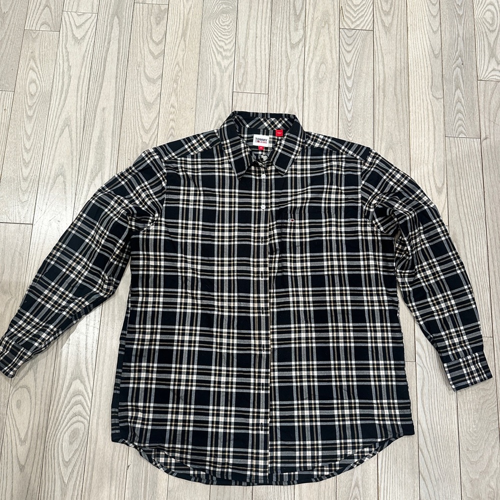 Tommy Hilfiger Black and White Checkered Shirt